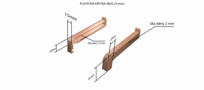 Plastové krytky pre obe strany (k vonkajším ťahaným parapetom) NOS 25 mm