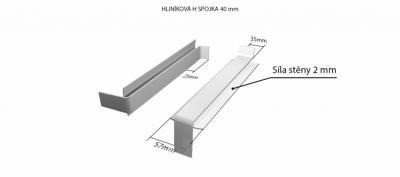 Hliníková H - spojka (k vonkajším pozinkovaným parapetom) NOS 40 mm