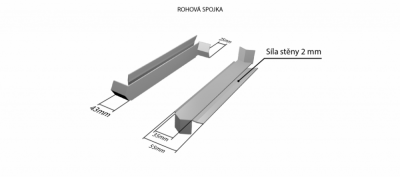 Hliníková R - spojka 90° (k vonkajším pozinkovaným parapetom) NOS 40 mm