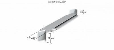Hliníková R - spojka 135° (k vonkajším pozinkovaným parapetom) NOS 40 mm
