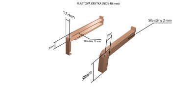 Plastové krytky pre obe strany (k vonkajším ťahaným parapetom) NOS 40 mm