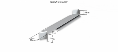 Hliníková R - spojka 135° (k vonkajším ťahaným parapetom) NOS 25 mm