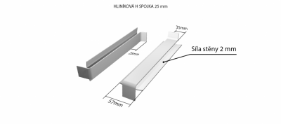Hliníková H - spojka (k vonkajším ťahaným parapetom) NOS 25 mm
