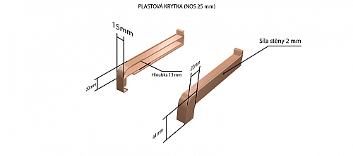 Vonkajšie hliníkové ťahané parapety nos 25 mm - Plastové krytky pre obe strany (k vonkajším ťahaným parapetom) NOS 25 mm