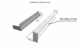 Vonkajšie pozinkované parapety nos 40 mm - Hliníková H - spojka (k vonkajším pozinkovaným parapetom) NOS 40 mm