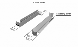 Vonkajšie pozinkované parapety nos 40 mm - Hliníková R - spojka 90° (k vonkajším pozinkovaným parapetom) NOS 40 mm