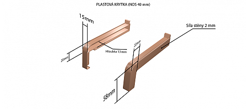 Vonkajšie hliníkové ťahané parapety nos 40 mm - Plastové krytky pre obe strany (k vonkajším ťahaným parapetom) NOS 40 mm