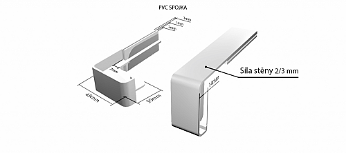 Vonkajšie pozinkované parapety nos 40 mm - Plastové krytky pre obe strany (k vonkajším pozinkovaným parapetom) NOS 40 mm