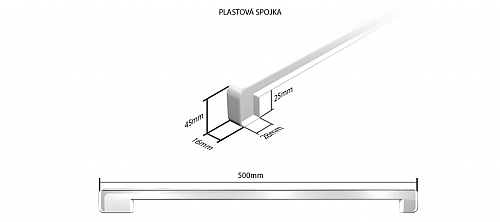 Vnútorné drevotrieskové parapety nos 40 mm - Plastová H - spojka 600 mm (k drevotrieskovým parapetom)