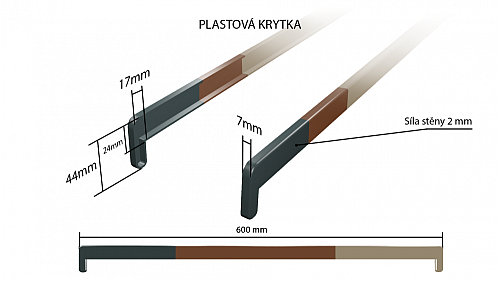 Vnútorné plastové parapety obyčajná ekonomická fólia - Plastová krytka obojstranná bočná 600 mm (k plastovým parapetom EKONOMY)