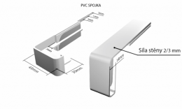 Vonkajšie hliníkové ohýbané parapety nos 40 mm - Plastová H - spojka 350 mm (k vonkajším ohýbaným parapetom) NOS 40 mm