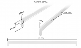 Vnútorné plastové parapety obyčajná ekonomická fólia - BIELA plastová krytka obojstranná bočná 600 mm (k plastovým parapetom EKONOMY)