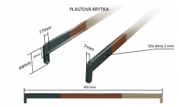 Vnútorné plastové parapety obyčajná ekonomická fólia - FAREBNÁ plastová krytka obojstranná bočná 600 mm (k plastovým parapetom EKONOMY)