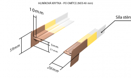 Vonkajšie hliníkové ťahané parapety nos 40 mm - Hliníkové krytky po omietke farba RAL na želanie zákazníka (pre obe strany) NOS 40 mm